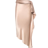 Gonna longuette asimmetrica in satin 106638 A1Y5Q35 PINKO 