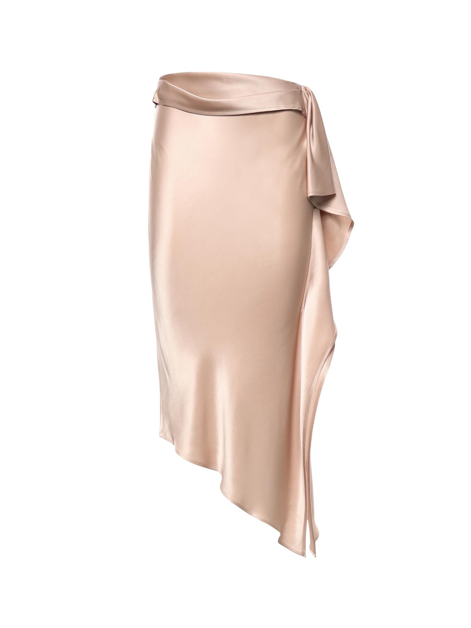 Gonna longuette asimmetrica in satin 106638 A1Y5Q35 PINKO 