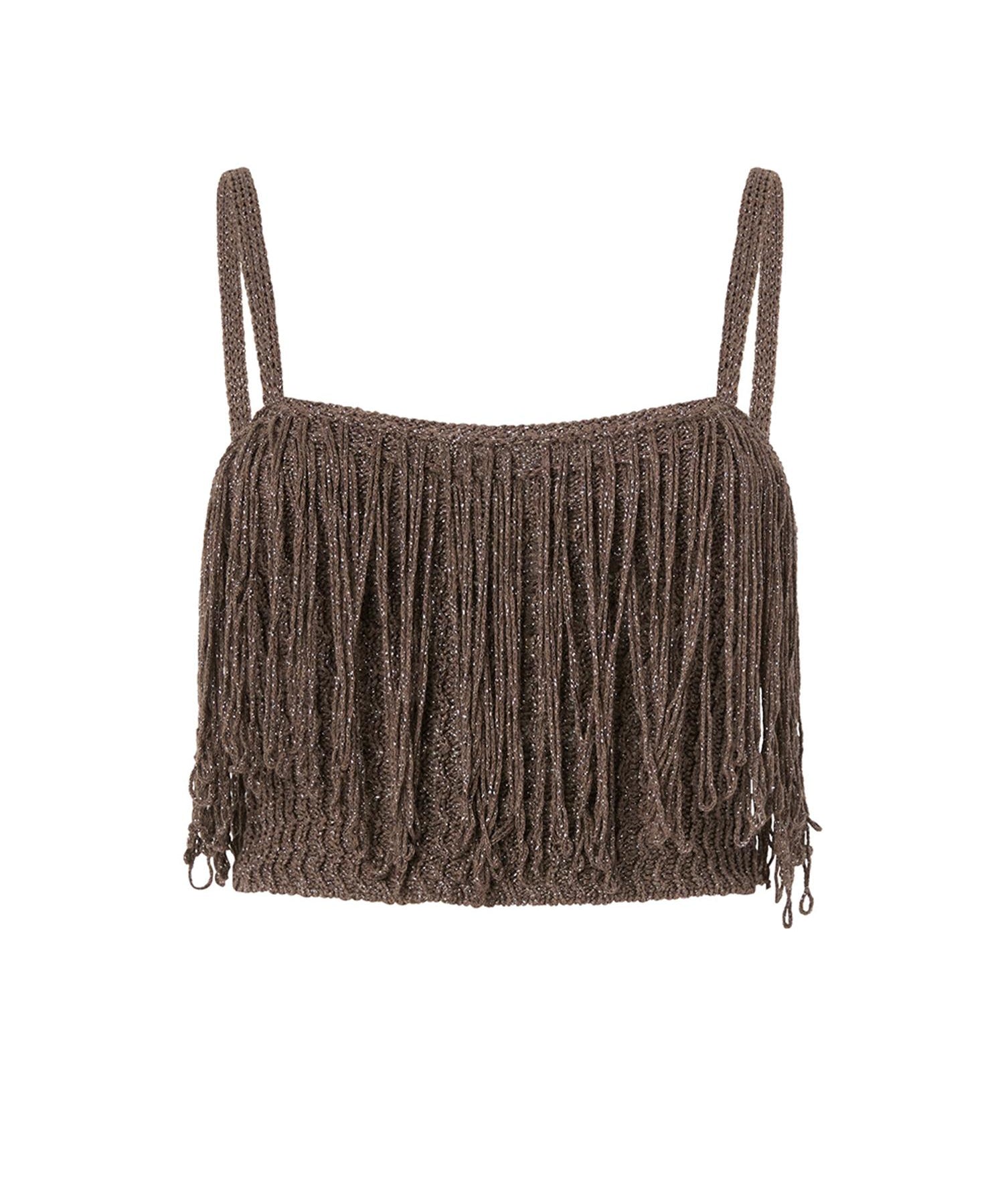 Crop top in maglia con frange 106961 A3CII69 PINKO 