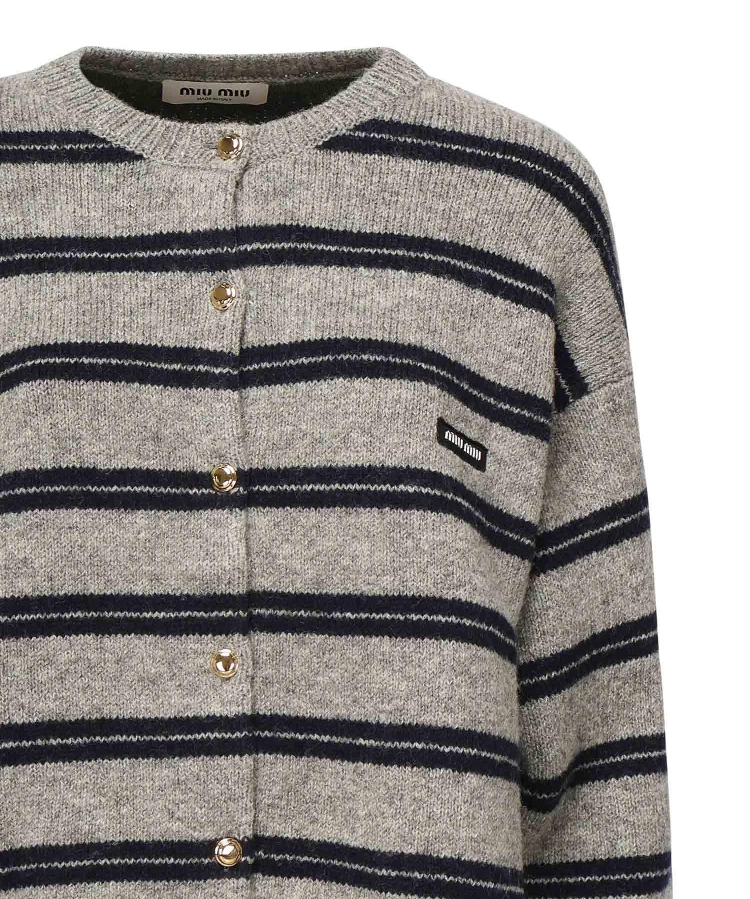 Cardigan in maglia shetland MMF899 15NQF0MZQ MIU MIU 