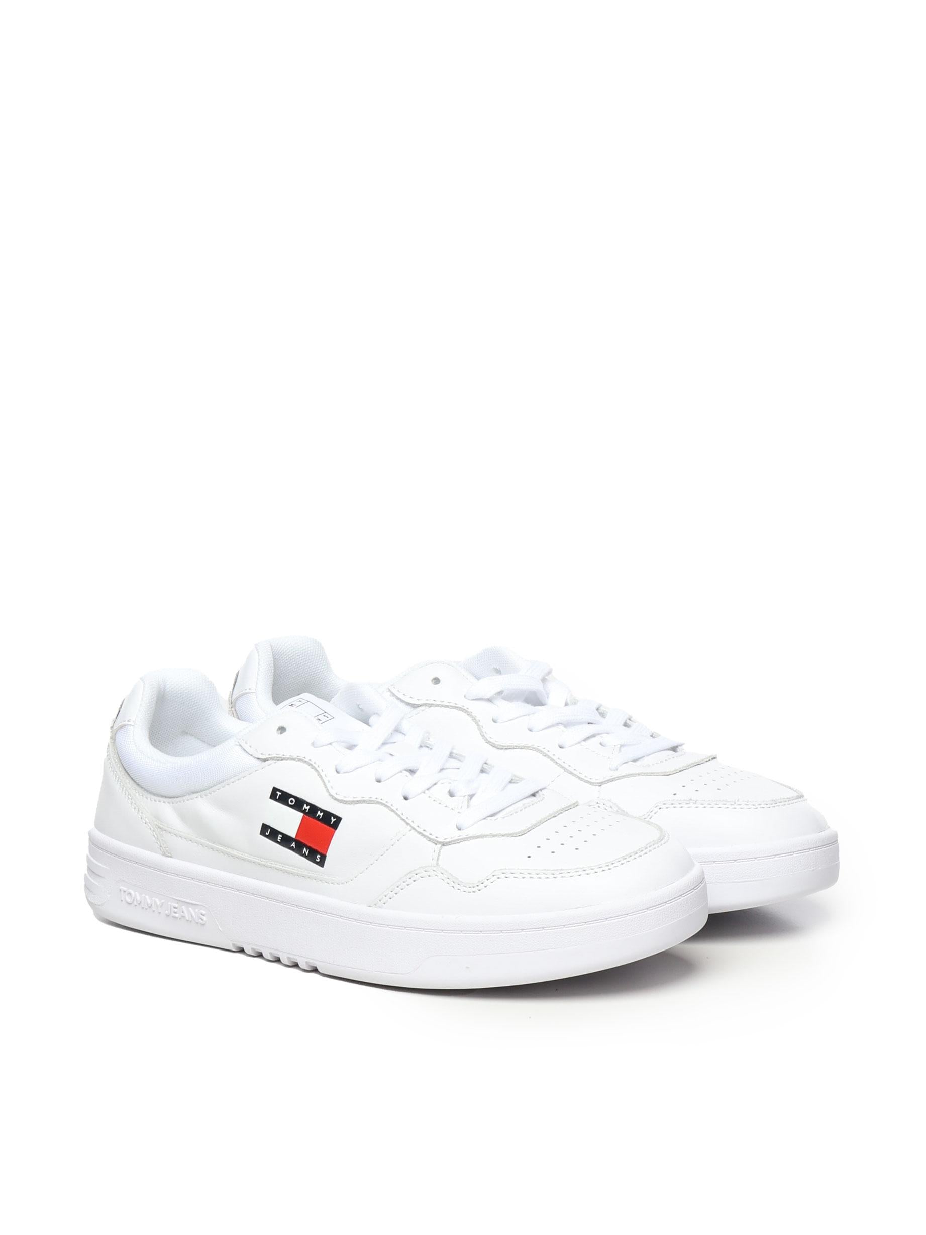 Sneakers in pelle con logo EM0EM01443 YBR TOMMY HILFIGER 