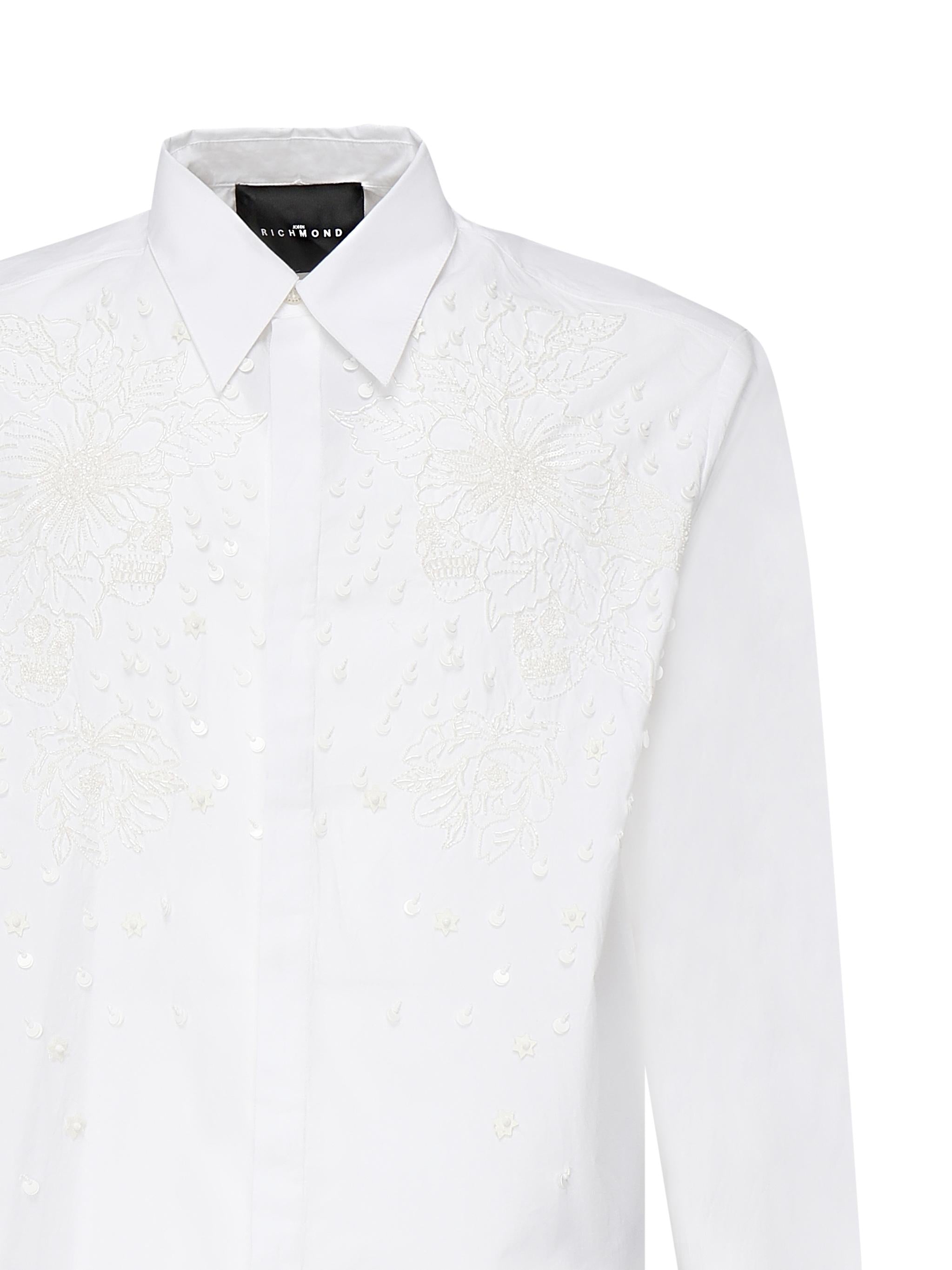 Camicia Tavaria con ricami e paillettes RMP25233CA WHITE JOHN RICHMOND 
