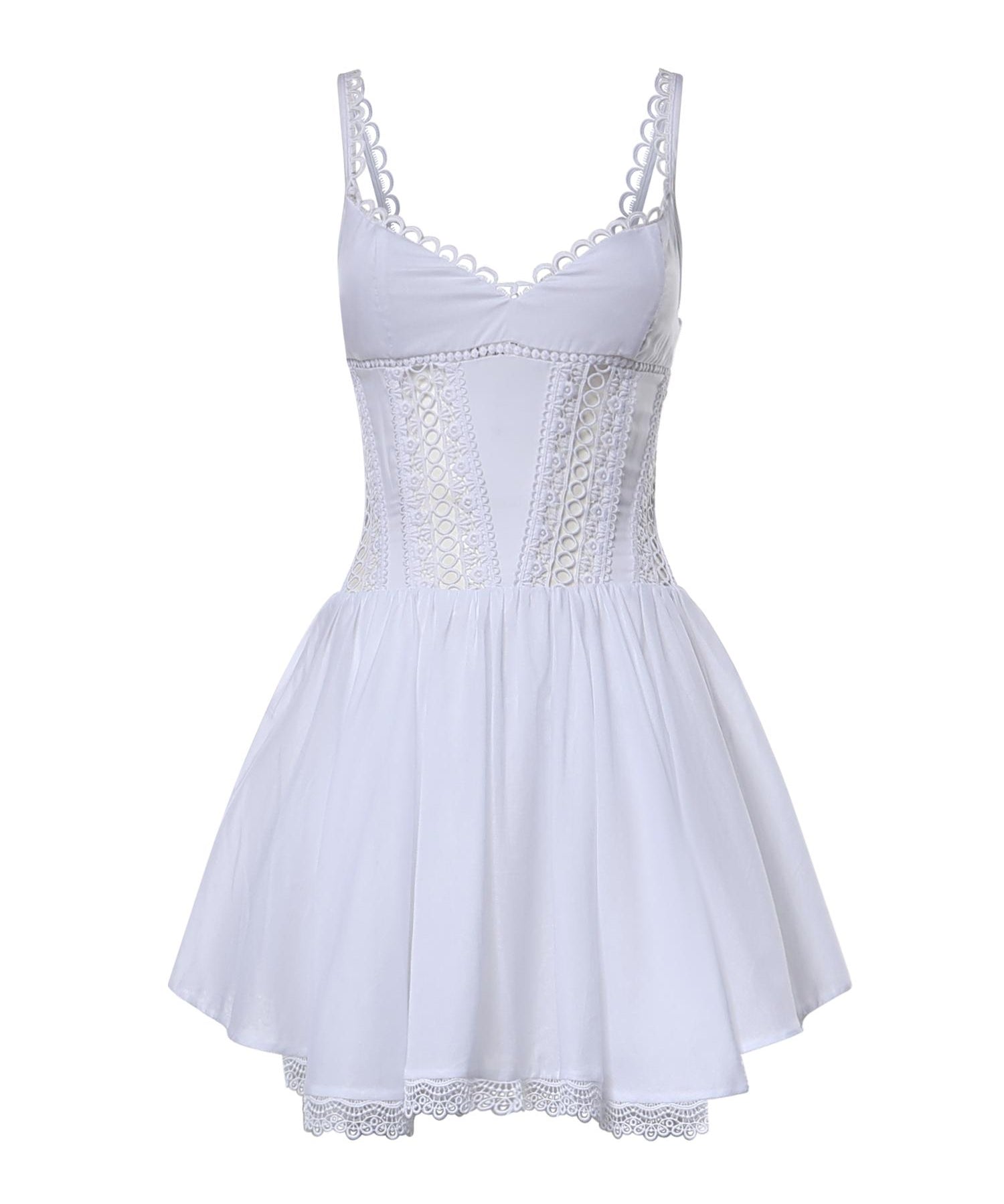 Miniabito Gardenia in voile di cotone e pizzo 261602 WHITE CHARO RUIZ 