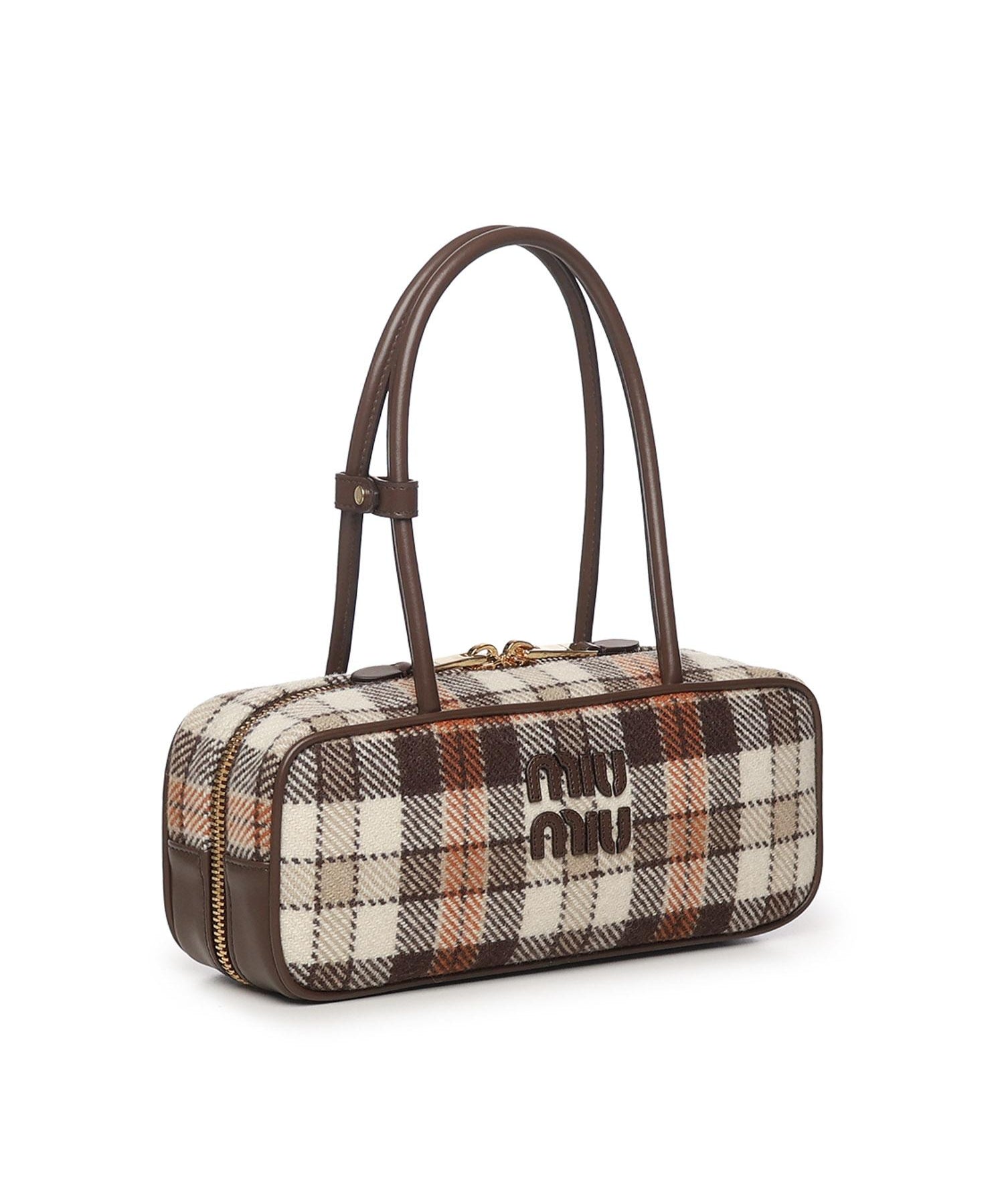 Bauletto Beau in tartan con dettagli in pelle<BR/> 5BB173 2DU5F0Z0F MIU MIU 