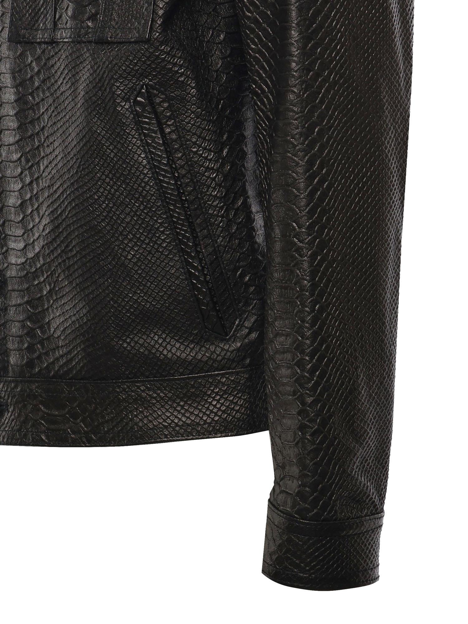 Giubbotto Julius in pelle<BR/> JULIUS CAESAR PITONENERO GIULIANO GALIANO 