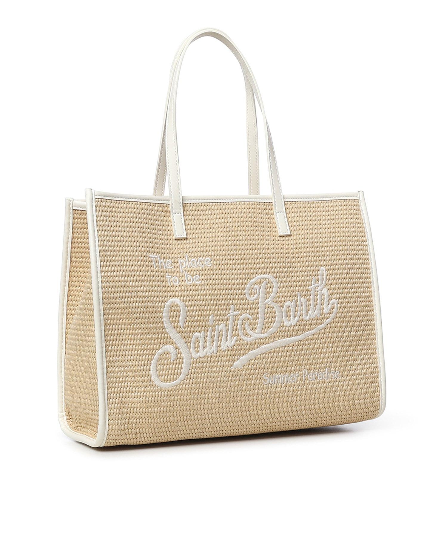 Borsa Vivian Mid Straw effetto raffia con logo VIV0007 00200L MC2 SAINT BARTH 