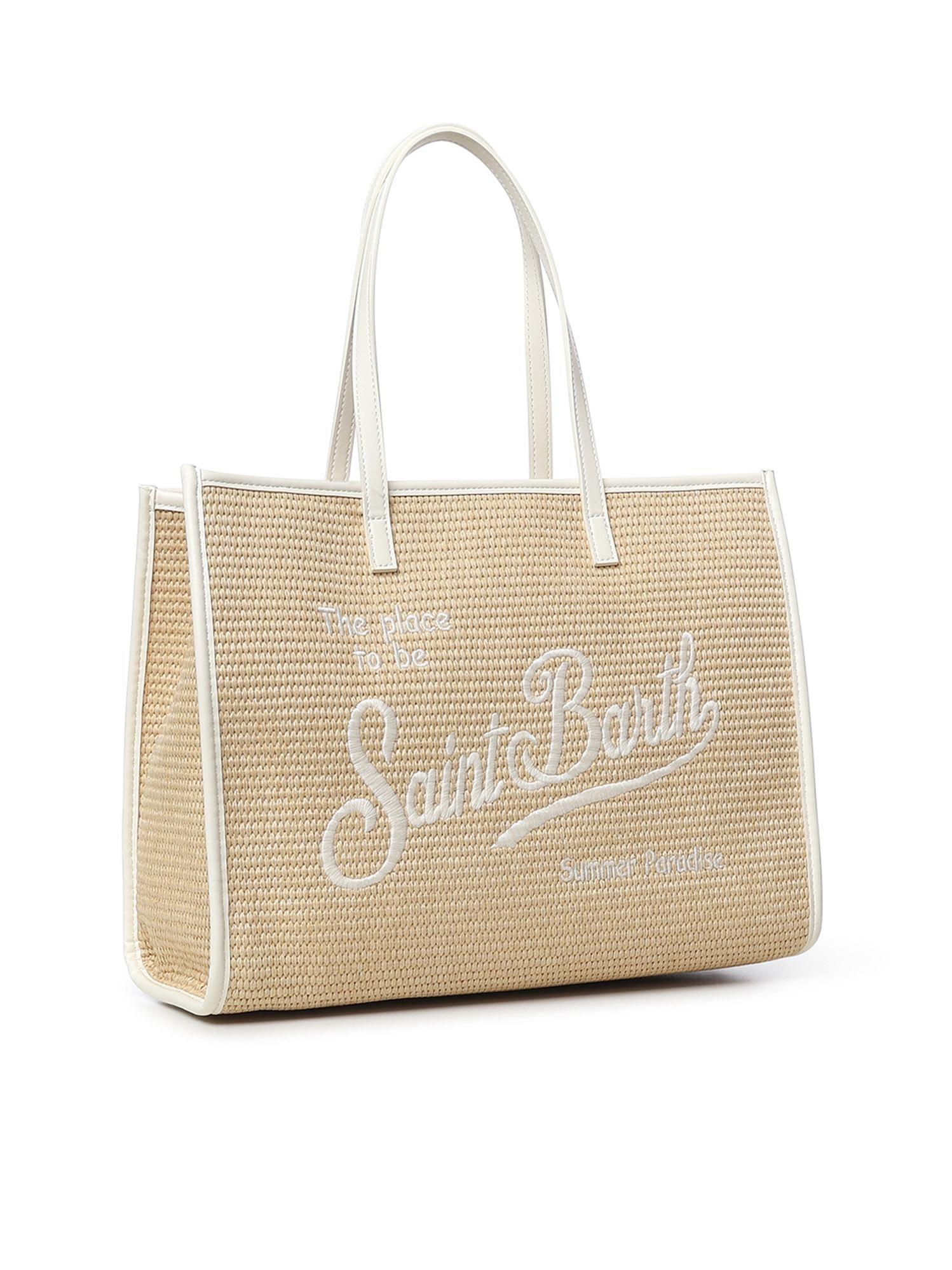 Borsa Vivian Mid Straw effetto raffia con logo VIV0007 00200L MC2 SAINT BARTH 