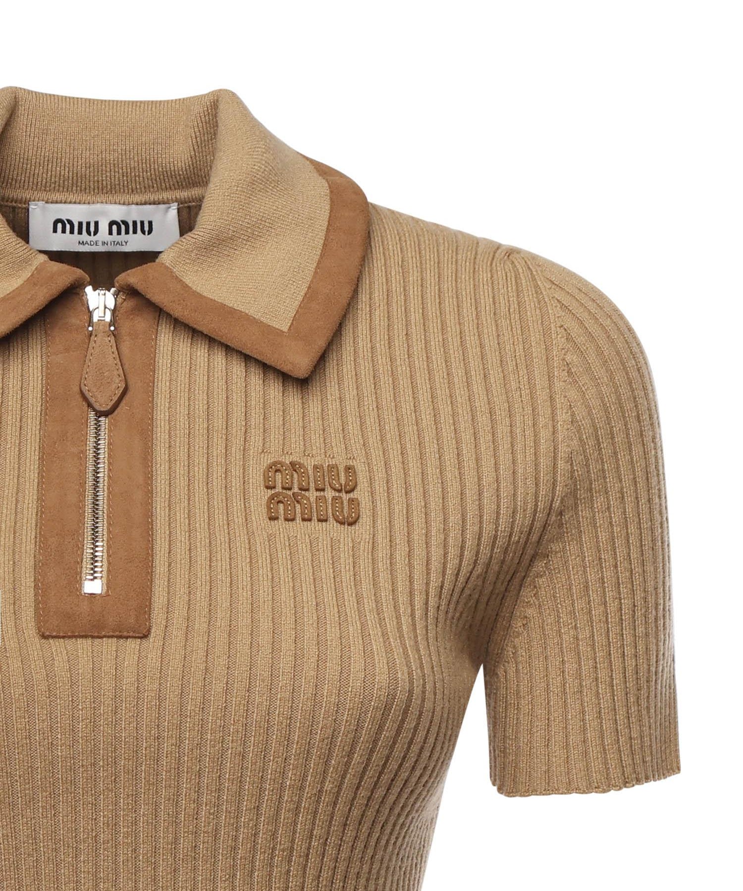 Polo in cashmere a coste MMLB74 1747F0036 MIU MIU 