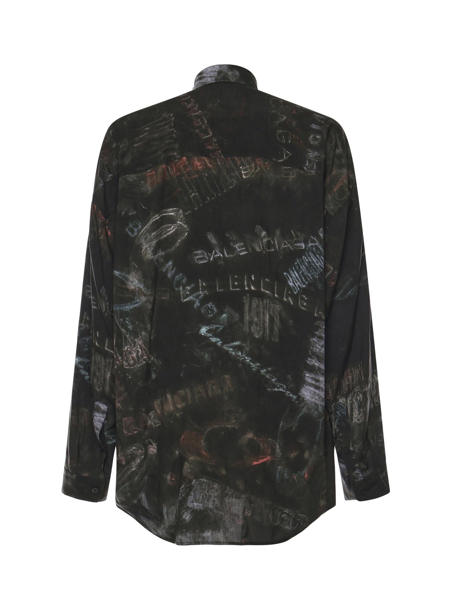 Camicia Cocoon Washed Crayon Allover in popeline di viscosa 857811 TTL781055 BALENCIAGA 