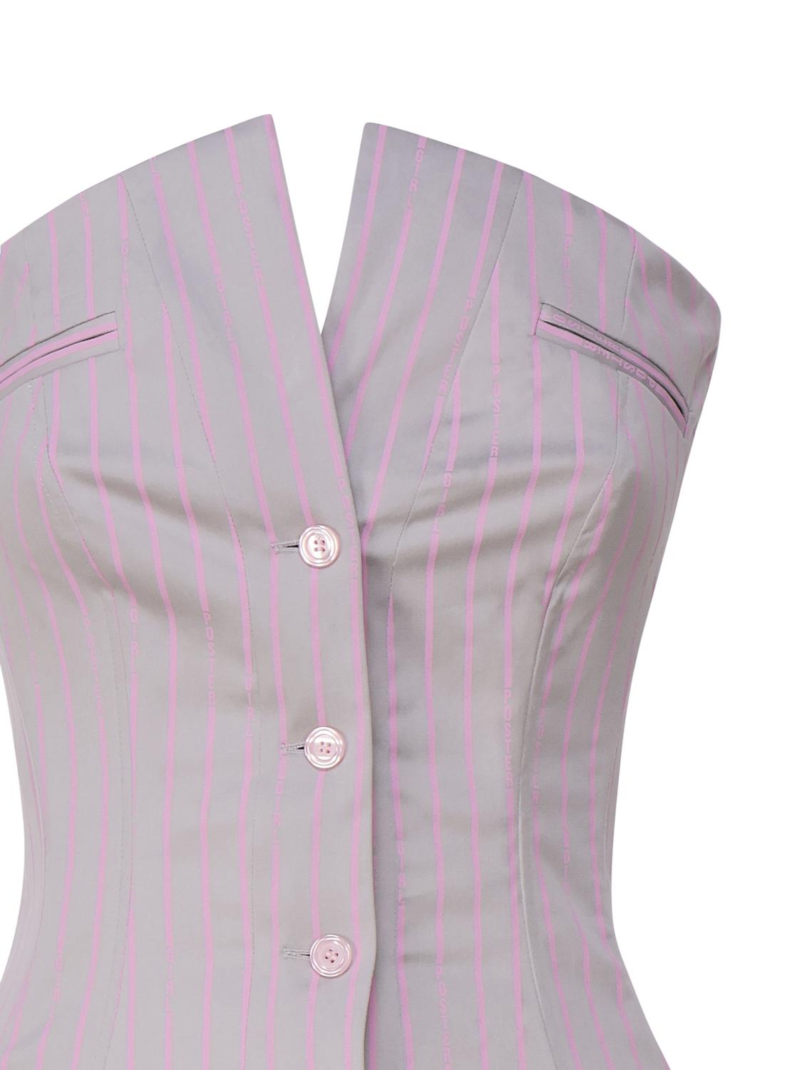 Top corsetto Court SS24RTWTP086 STRETCH COTTONGREY/PINK PINSTRIPE POSTER GIRL 