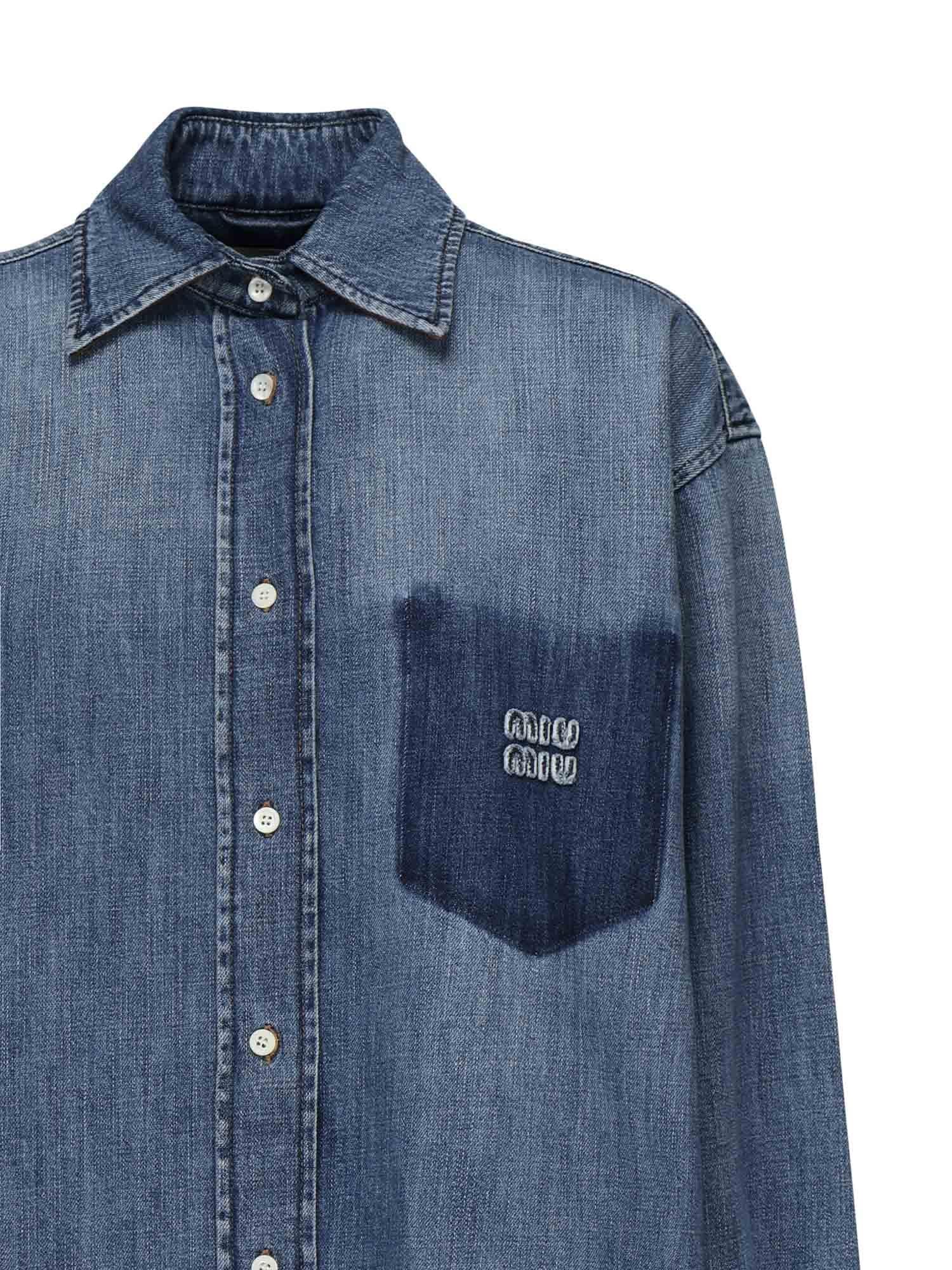 Camicia in denim con logo GWC125 17GGF0076 MIU MIU 