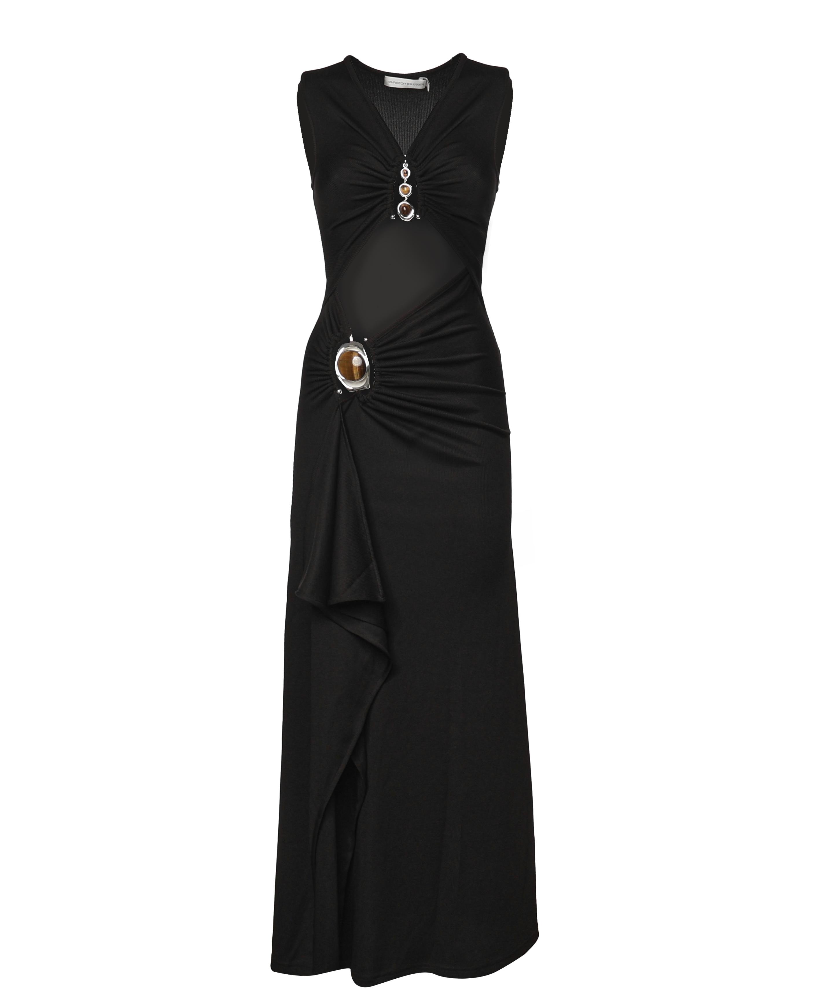 Abito midi Droplet Crystal Separation in jersey 26013750 BLACK CHRISTOPHER ESBER 
