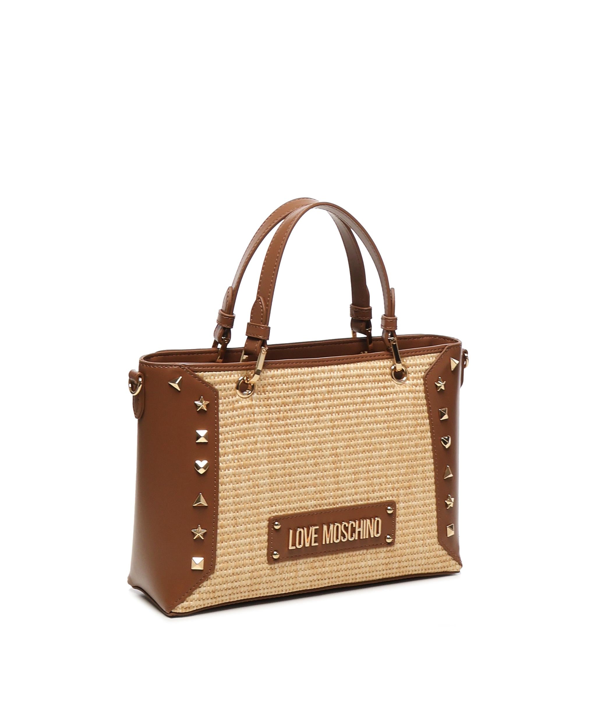 Tote bag in rafia con borchie JC4276PP0MKW1 10A LOVE MOSCHINO 