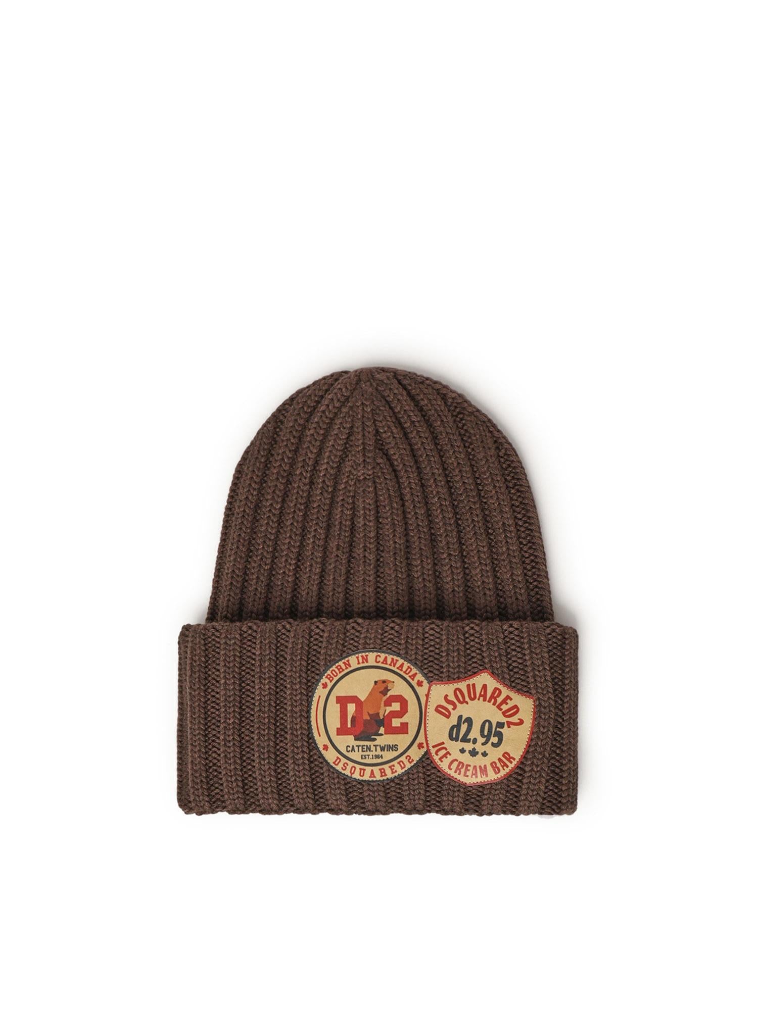 Cappello beanie con logo in lana KNM0202 5080 DSQUARED2 