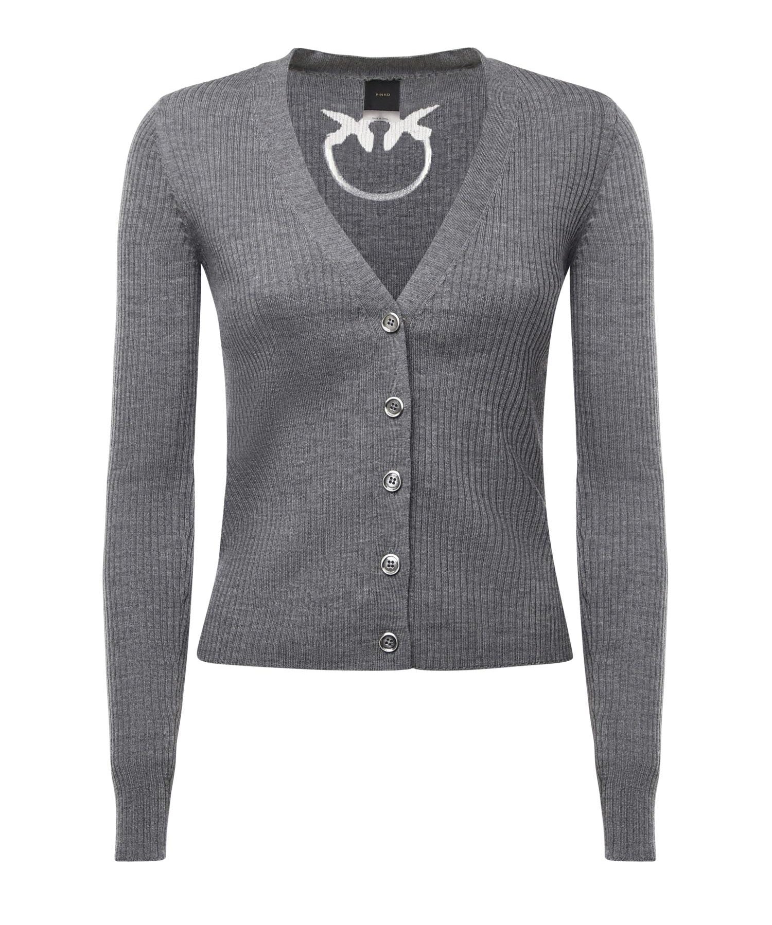 Cardigan a costine con logo 105506 A18MII2 PINKO 