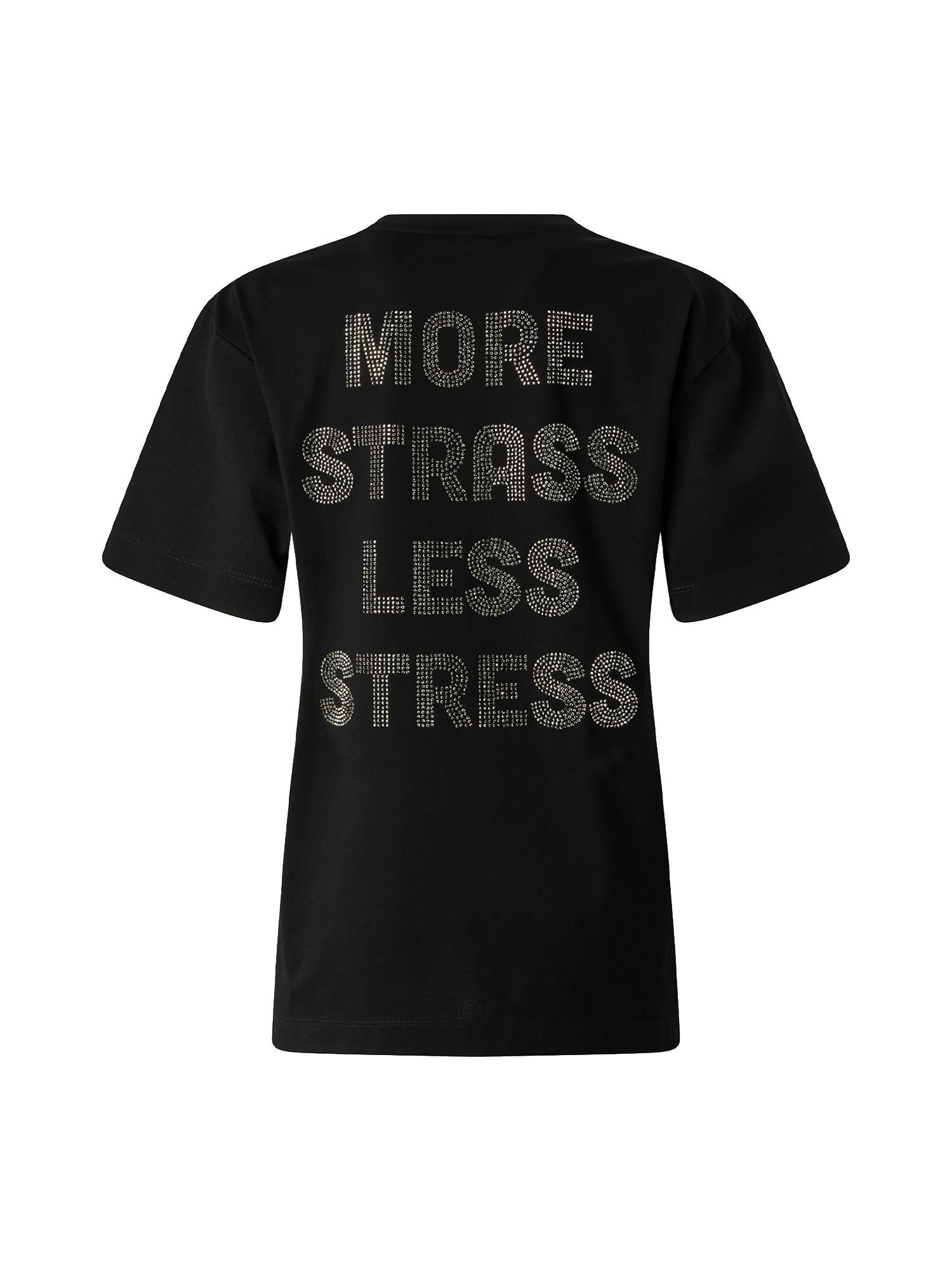 T-shirt More Strass Less Stress in cotone 105526 A33SZ99 PINKO 