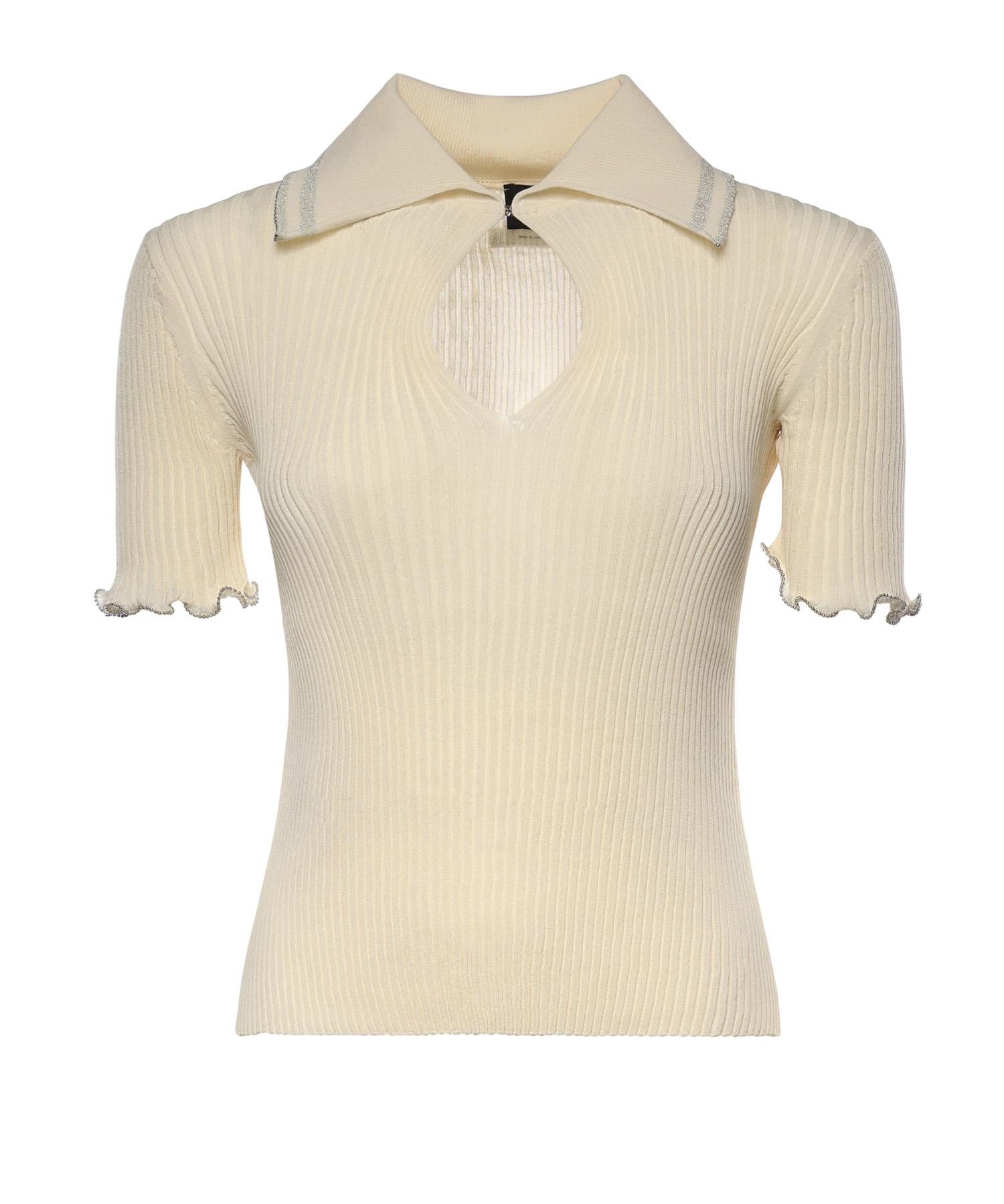 Maglia a costine con bordi gioiello 106287 A343C14 PINKO 