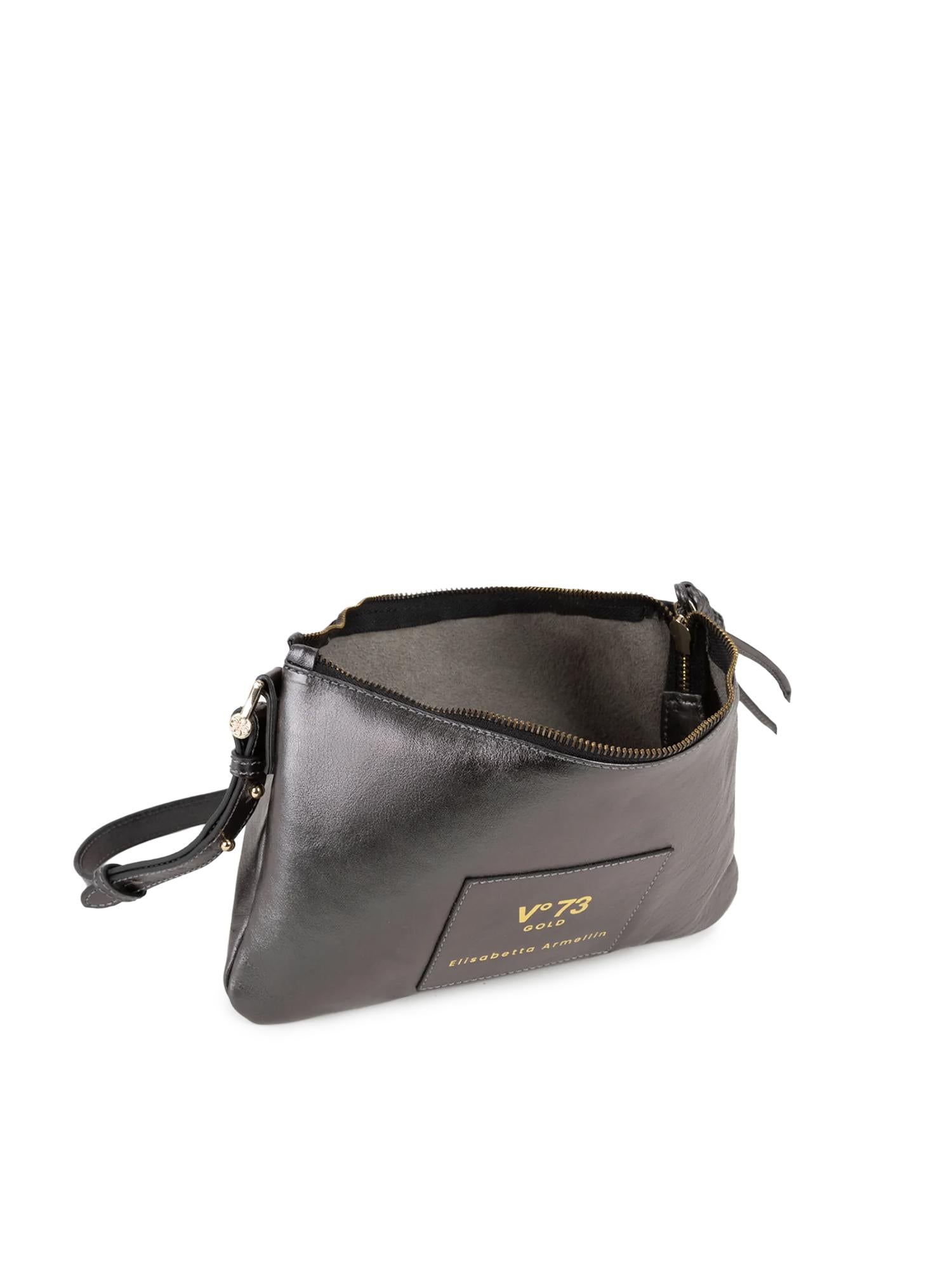Borsa a tracolla in pelle con logo 73BP9VT03 LOLLI POPPOP BLACK V° 73 