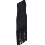 Abito in satin con frange 106352 A33DZ99 PINKO 