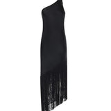 Abito in satin con frange 106352 A33DZ99 PINKO 