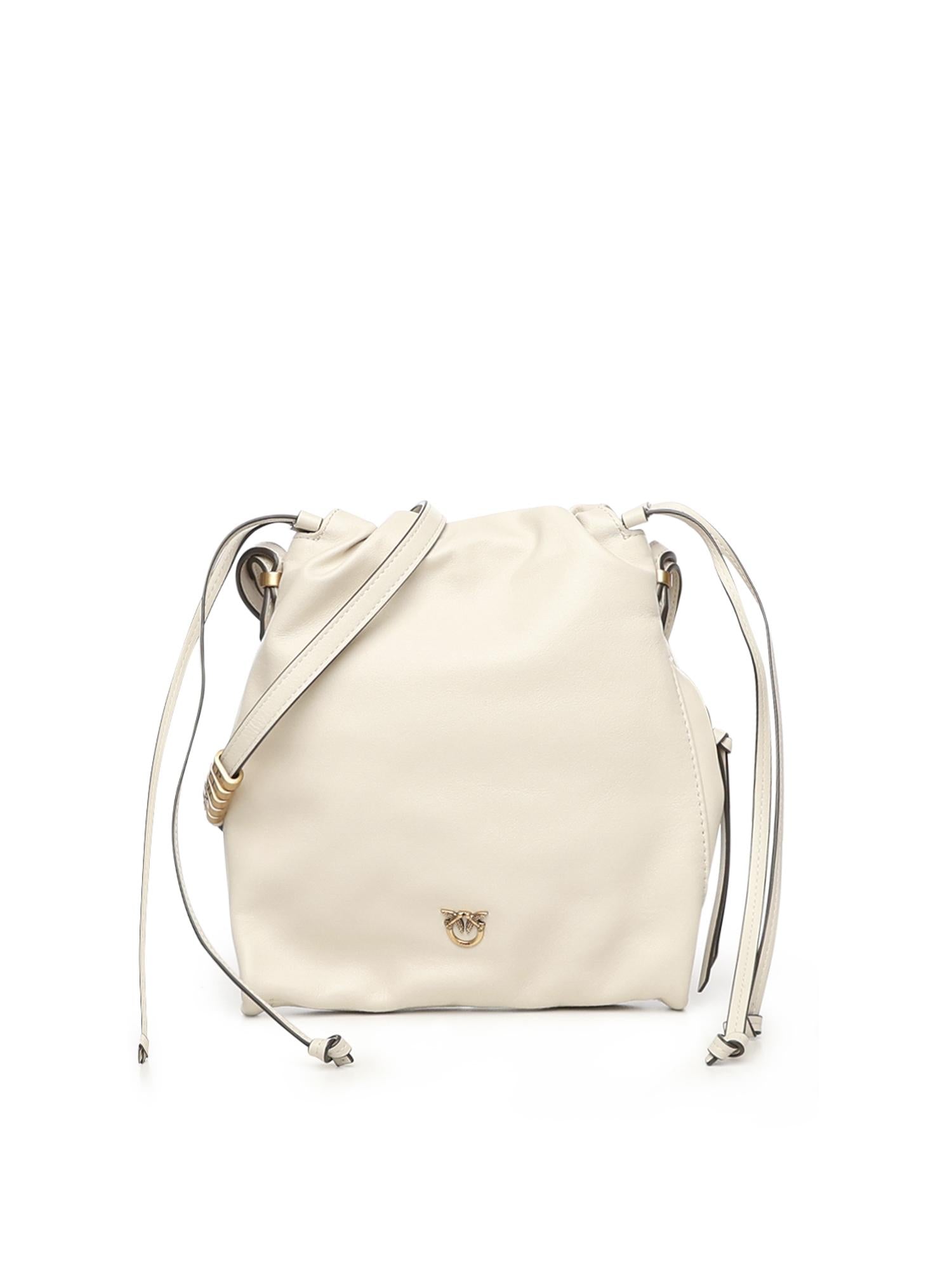 Borsa a spalla Mini Slouchy Bag in pelle con logo 105362 A0QOZ14Q PINKO 