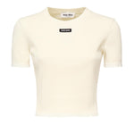 T-shirt cropped con logo MJN580 17Z9F0304 MIU MIU 