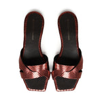 Sandali piatti Miryam<BR/> MIRYAM RETTILE BORDEAUX GIULIANO GALIANO 