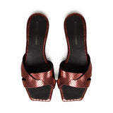 Sandali piatti Miryam<BR/> MIRYAM RETTILE BORDEAUX GIULIANO GALIANO 